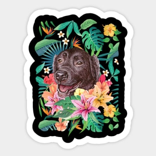 Tropical Chocolate Labrador Retriever Sticker